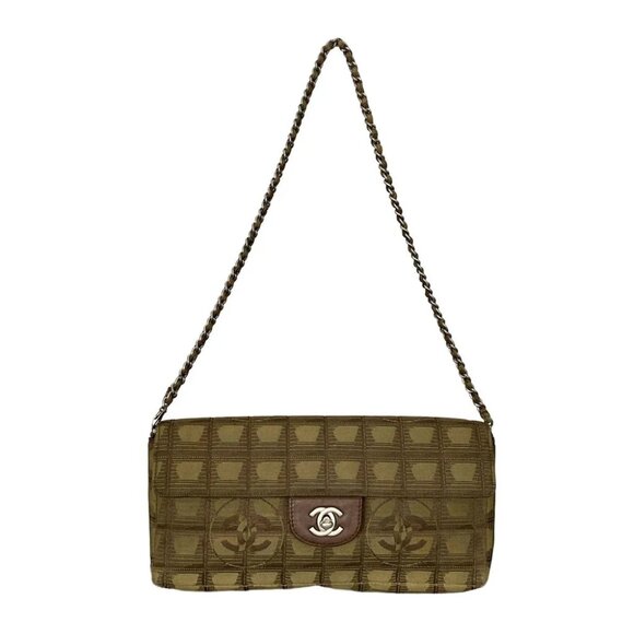 CHANEL Handbags - Auth CHANEL New Travel Line / Chocolate Bar Stitch Khaki Dark Brown